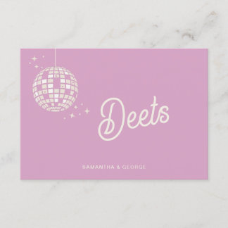 Retro Groovy 70s Cute Ivory Pink Disco Wedding Enclosure Card