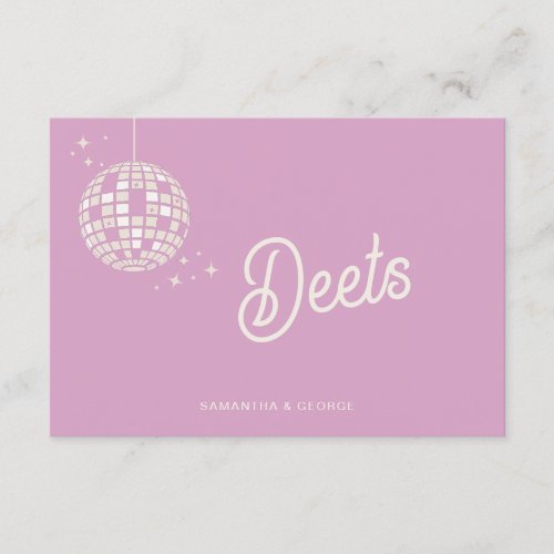  Retro Groovy 70s Cute Ivory Pink Disco Wedding Enclosure Card