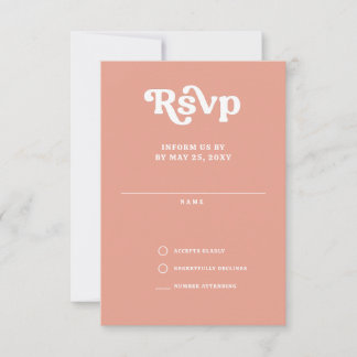 Retro Groovy 70s Cute Pink Blush RSVP Card