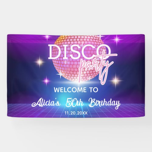 Retro Groovy 70s Disco Ball Birthday Party Banner