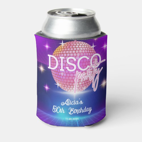 Retro Groovy 70s Disco Ball Birthday Party Can Cooler