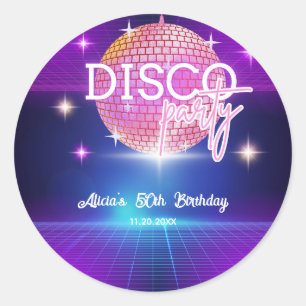 Retro Groovy 70s Disco Ball Birthday Party Classic Round Sticker