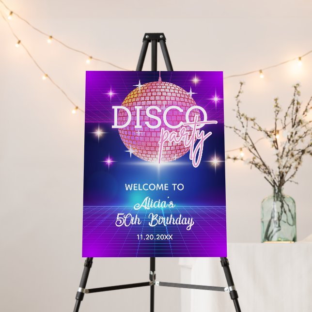 Retro Groovy 70s Disco Ball Birthday Party Foam Board (In Situ (Stand))