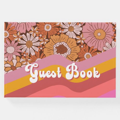 Retro Groovy 70s Floral MOD  Guest Book