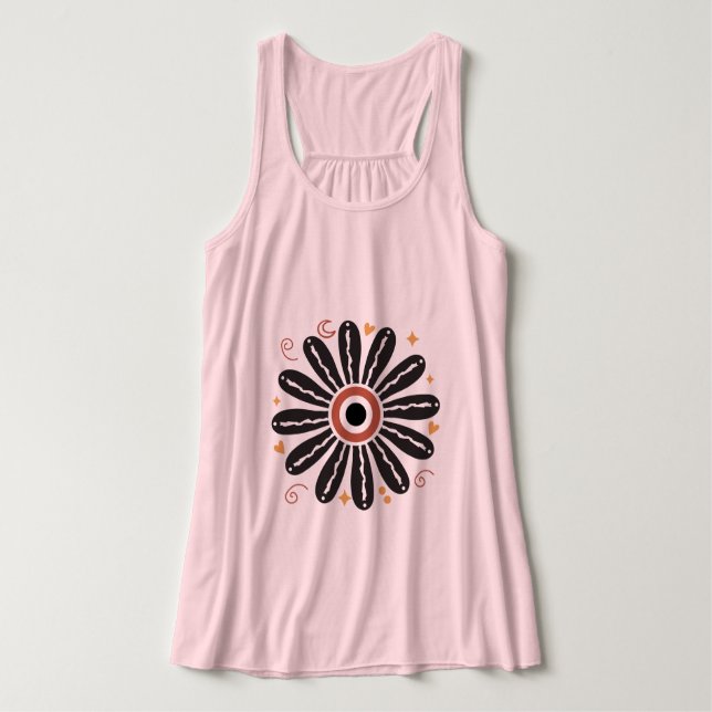 Retro Groovy 70s Flower Tank Top (Design Front)