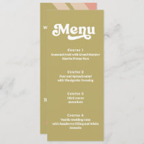 Retro Groovy 70s Green Pink Wedding Menu