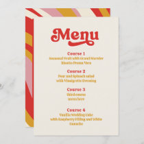 Retro Groovy 70s Ivory Red Wedding Menu