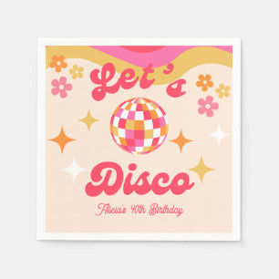 Retro Groovy 70s Let's Disco Any Age Birthday Napkins