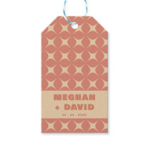 Retro Groovy 70s Pattern Boho Terracotta Wedding Gift Tags