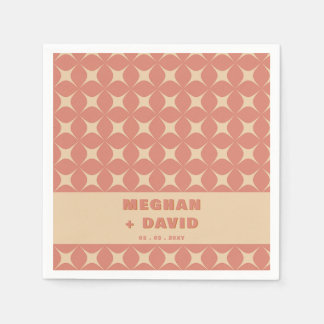 Retro Groovy 70s Pattern Boho Terracotta Wedding Napkins