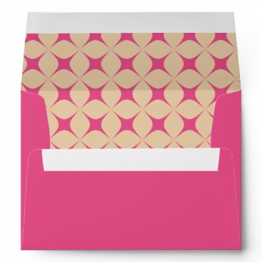 Retro Groovy 70s Pattern Pink Beige Wedding  Envelope