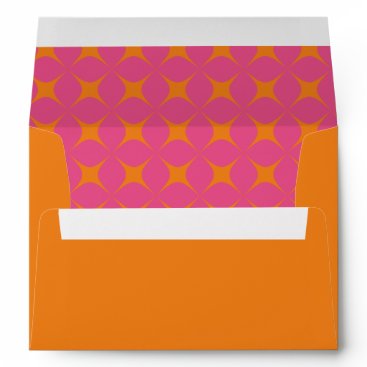 Retro Groovy 70s Pattern Pink Orange Wedding  Envelope
