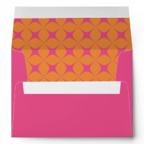 Retro Groovy 70s Pattern Pink Orange Wedding  Envelope