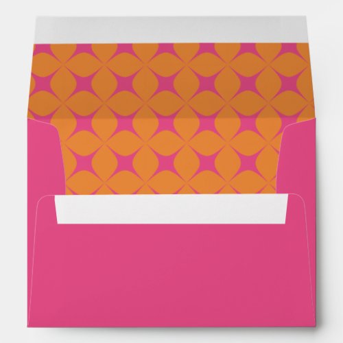 Retro Groovy 70s Pattern Pink Orange Wedding  Envelope