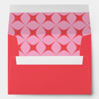 Retro Groovy 70s Pattern Pink Red Wedding  Envelope
