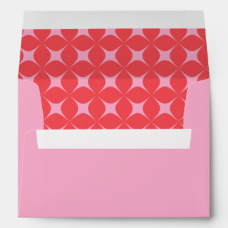 Retro Groovy 70s Pattern Pink Red Wedding Envelope