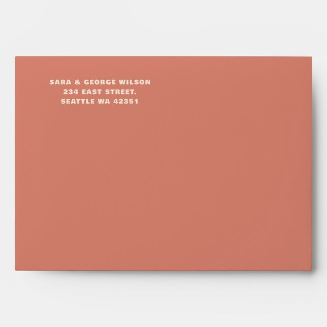 Retro Groovy 70s Pattern Terracotta Wedding  Envelope (Front)