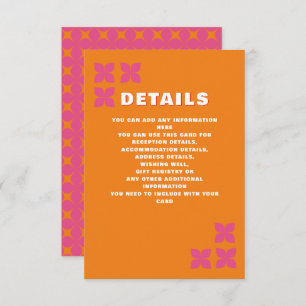 Retro Groovy 70s Pink Orange Wedding Enclosure Card