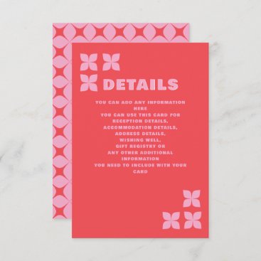 Retro Groovy 70s Pink Red Wedding Enclosure Card