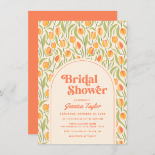 Retro Groovy 70's Stylish Bridal Shower Invitation