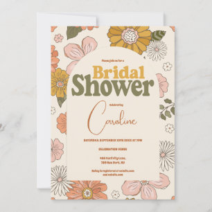 Retro Groovy 70's Themed Bridal Invitation