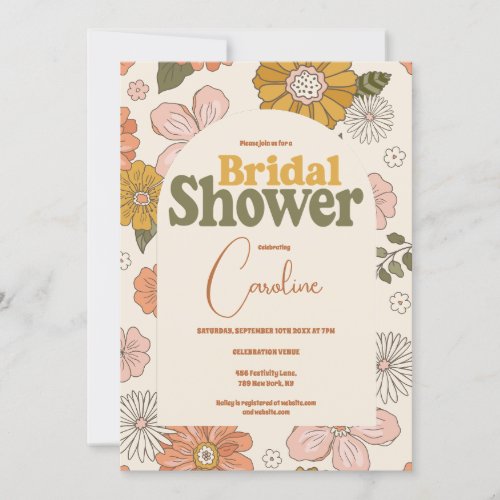 Retro Groovy 70s Themed Bridal  Invitation