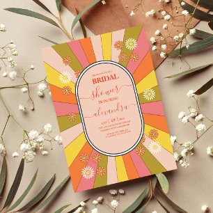 Retro Groovy 70's Themed Bridal Invitation