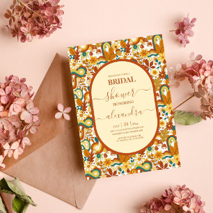 Retro Groovy 70's Themed Bridal Invitation