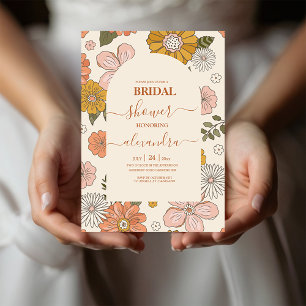 Retro Groovy 70's Themed Bridal Invitation