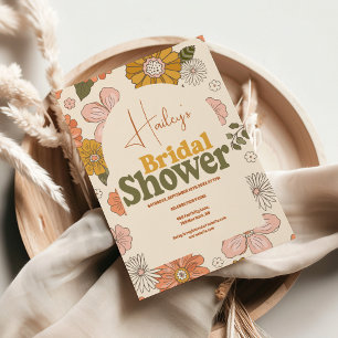 Retro Groovy 70's Themed Bridal Invitation