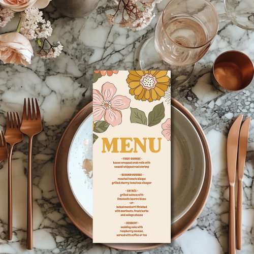 Retro Groovy 70s Themed Bridal  Menu