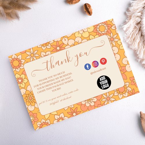 Retro Groovy 70s Themed Business Thank You Card