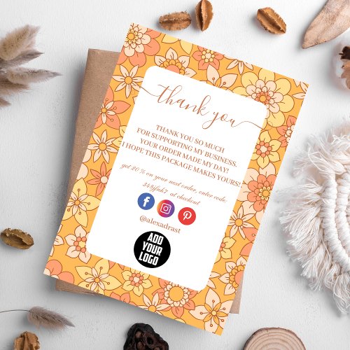 Retro Groovy 70s Themed Business Thank You Card