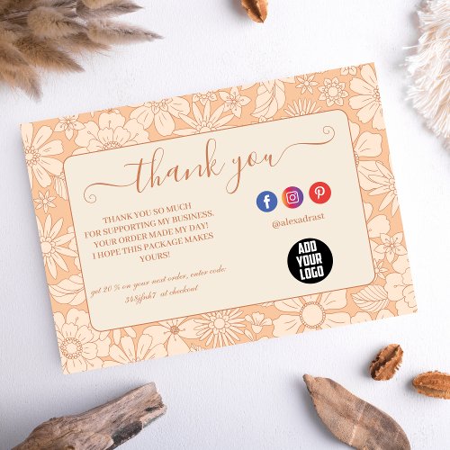 Retro Groovy 70s Themed Business Thank You Card