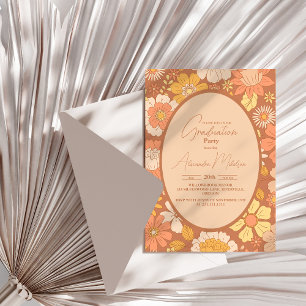 Retro Groovy 70's Themed Graduation Invitation