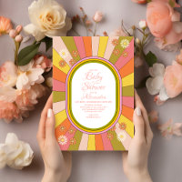 Retro Groovy 70's Themed Muted Tones Baby Shower