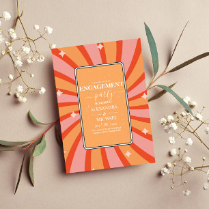 Retro Groovy 70's Themed Muted Tones Wedding Invit Invitation