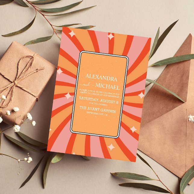 Retro Groovy 70's Themed Muted Tones Wedding Invit Invitation (Creator Uploaded)