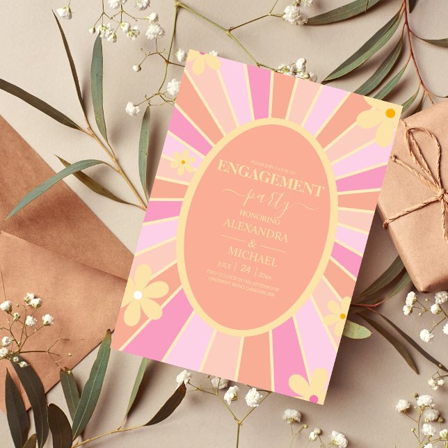 Retro Groovy 70's Themed Muted Tones Wedding Invit Invitation (Creator Uploaded)