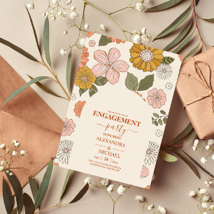 Retro Groovy 70's Themed Muted Tones Wedding Invitation