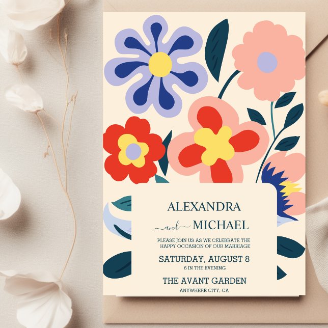 Retro Groovy 70's Themed Muted Tones Wedding  Invitation (Creator Uploaded)