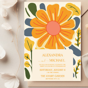 Retro Groovy 70's Themed Muted Tones Wedding Invitation