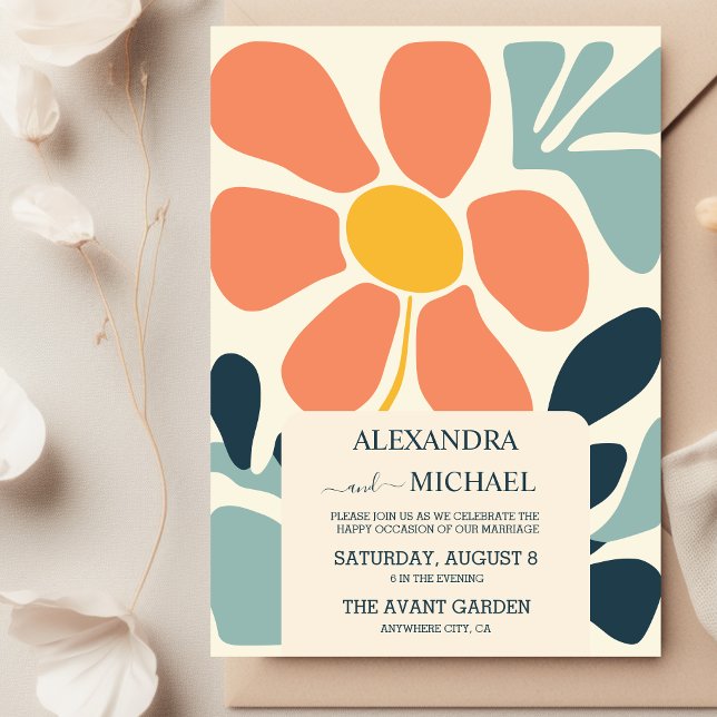 Retro Groovy 70's Themed Muted Tones Wedding  Invitation (Creator Uploaded)