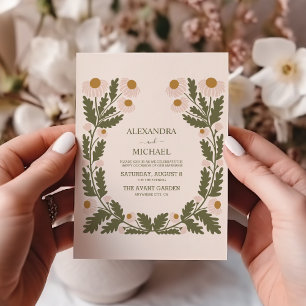 Retro Groovy 70's Themed Muted Tones Wedding Invitation