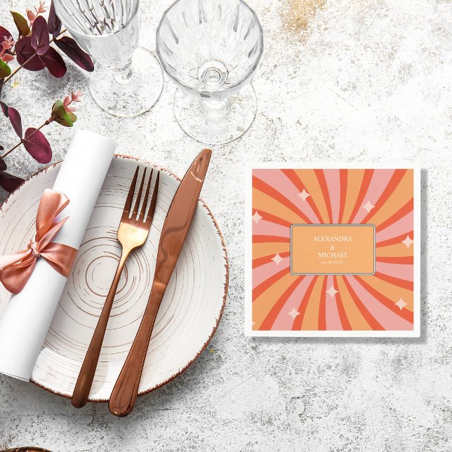 Retro Groovy 70's Themed Muted Tones Wedding Napki Napkins (Creator Uploaded)
