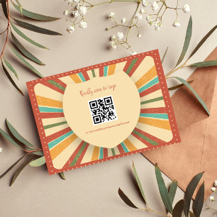 Retro Groovy 70's Themed Muted Tones Wedding RSVP Card