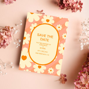 Retro Groovy 70's Themed Muted Tones Wedding Save  Save The Date