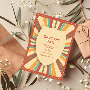 Retro Groovy 70's Themed Muted Tones Wedding  Save The Date