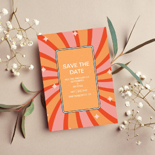 Retro Groovy 70's Themed Muted Tones Wedding Save  The Date