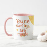 Retro Groovy 70's Themed You My Darling Are Magic Mug<br><div class="desc">This ceramic mug features a colorful 70's retro theme with the quote "You,  my darling,  are magic.'. All colors are editable so feel free to create your own unique look!</div>